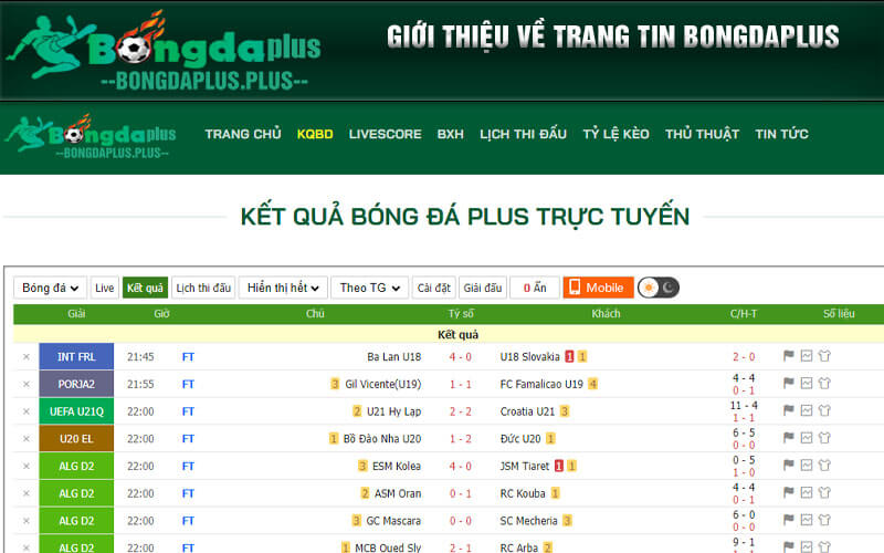 Kết Quả Bóng Đá - Trang Cập Nhật Kết Quả Bóng Đá Plus Giới thiệu về trang tin Bongdaplus