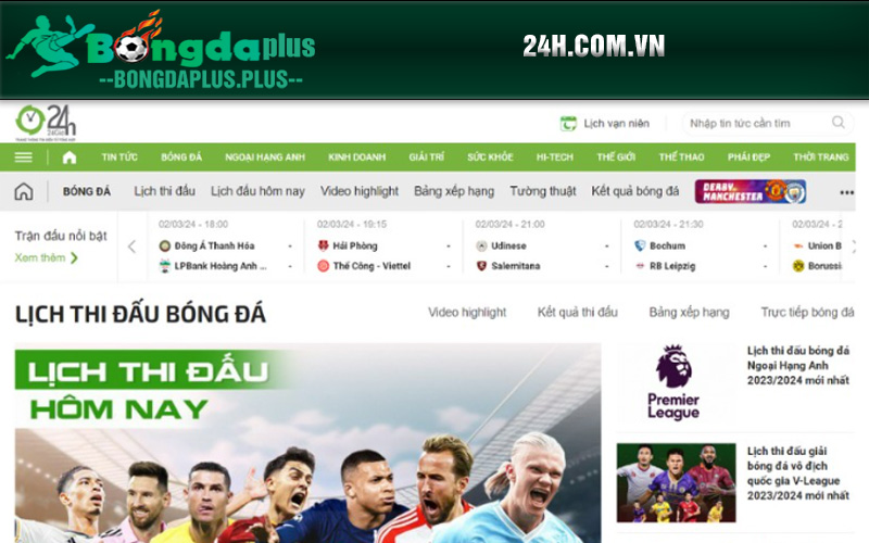 Top 9 Kênh Bóng Đá Xem Lịch Thi Đấu Chuẩn Nhất Hiện Nay 24h.com.vn