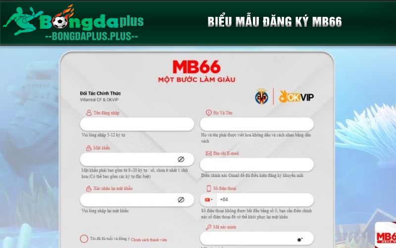 Hướng Dẫn Đăng Ký Mb66 Chỉ Với 5 Phút Siêu Nhanh Biểu mẫu đăng ký MB66