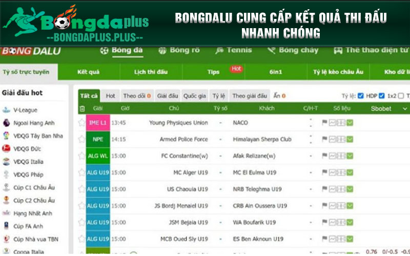 Bongdalu - Cổng Thể Thao Trực Tuyến Hàng Đầu Việt Nam Bongdalu cung cấp kết quả thi đấu nhanh chóng